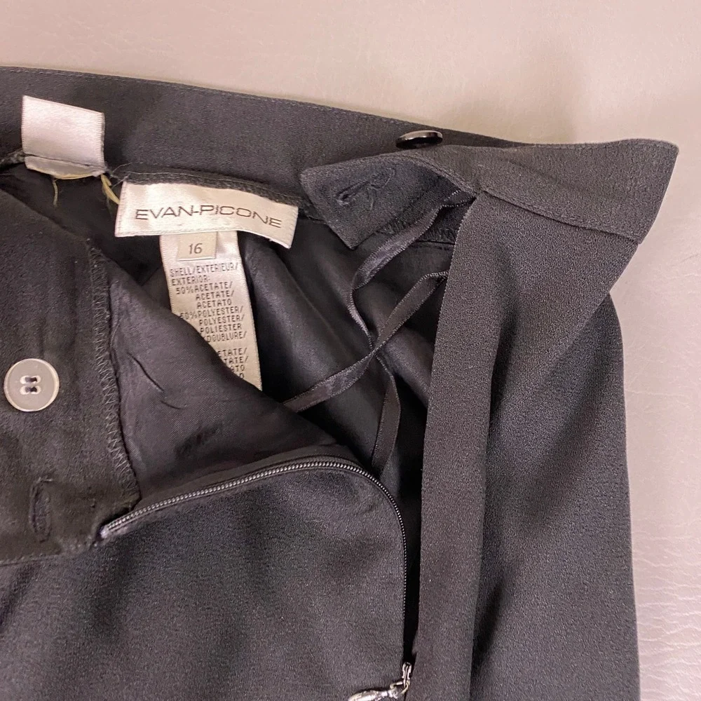 Evan-Picone Dress Pants Women's Size 16 Black Straight Leg *Flawed*